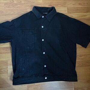 Black Short Sleeve Denim Jacket